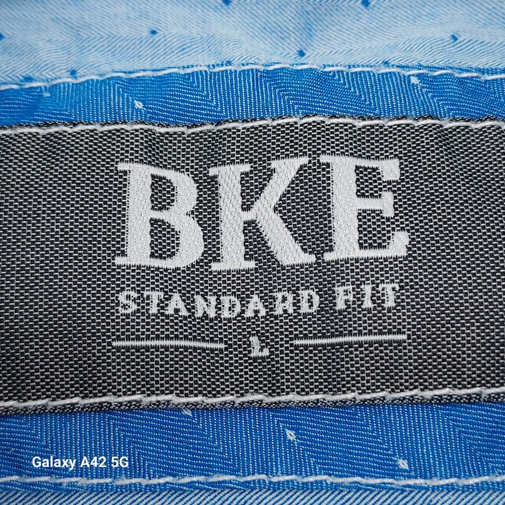 BKE Mens Standard Fit Blue Button Down Shirt Long Sleeve Cotton B2514 Large - Picture 2 of 6